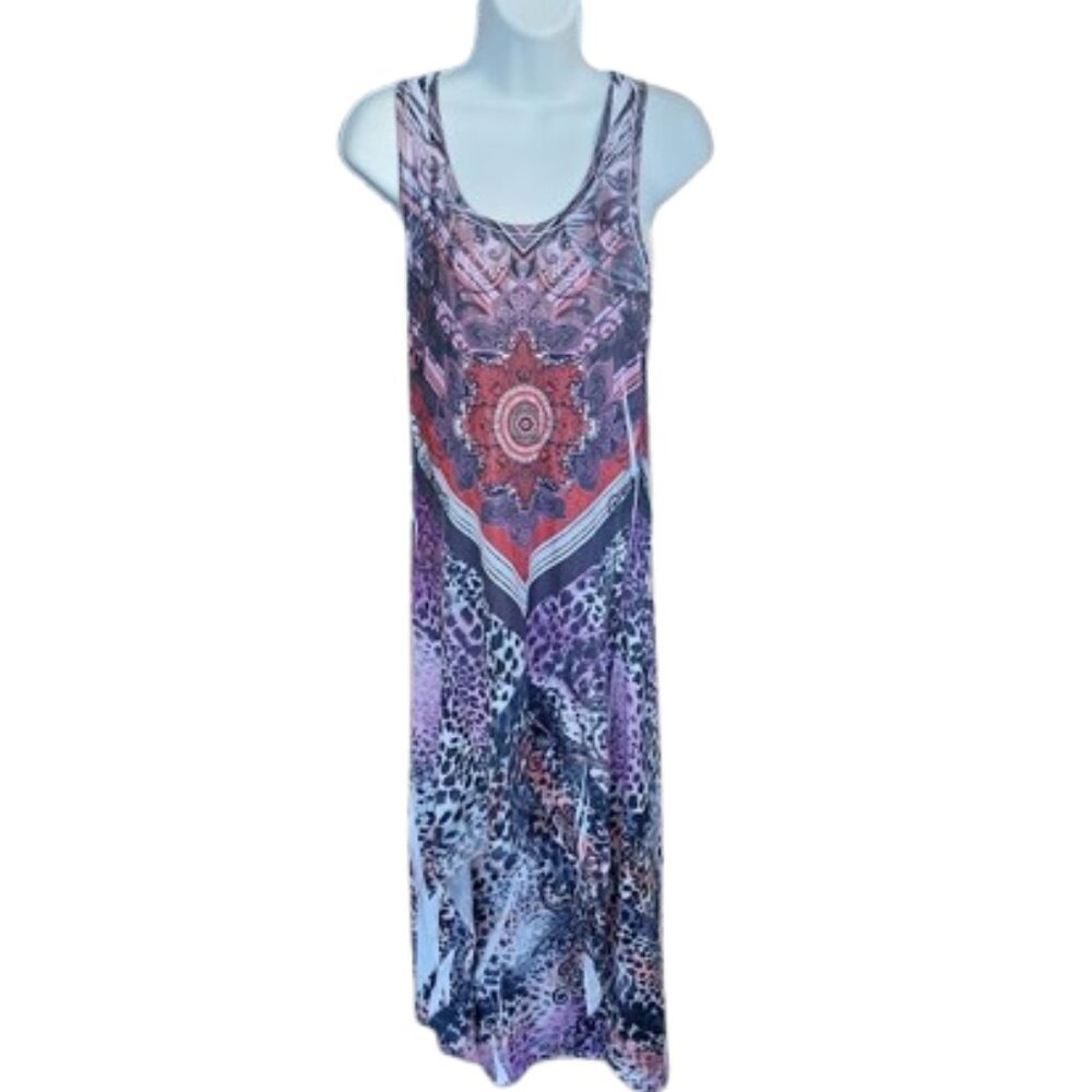 Hippy Print Sleeveless Maxi Dress Size Medium